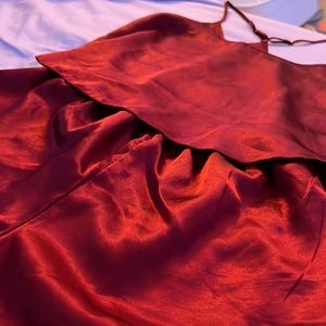 Matching set, burgundy silk pajama top with matching shorts,willing to negotiate